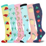 Custom Leg Support Stretch Compression Stockings Outdoor Sport Compression Socks Fruits Pattern Below Knee Socks Long Socks Stoc