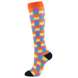 New Compression Puzzle Square Plaid Bright Comfortable Nylon Prevent Varicose Veins 15-20mmHg Outdoor Sport Stockings