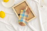 2020 summer women's new fresh plaid cotton boat socks short socks cute light color socks wholesale