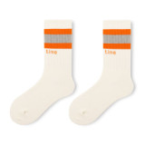 Reflective Socks Men And Women Ins Starry Two Bars Fluorescent Socks Brand Tube Custom Socks Black Skateboard Street Stockings