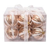 6cm shiny gold pumpink shape ball with red & green glitter painted for Christmas decoration New Year Party