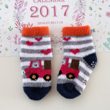 wholesale  Children's socks autumn and winter 100% cotton coral thick  fleece feet non-slip floor socks baby socks