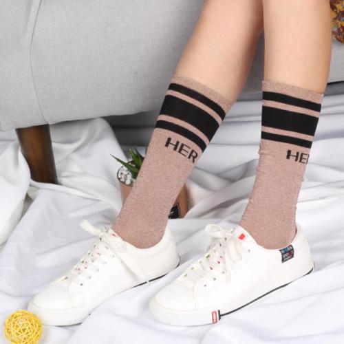 Autumn Heap heap socks Newly Design Letter Style Striped Low Ankle women  Cotton Mid-calf Sport Socks