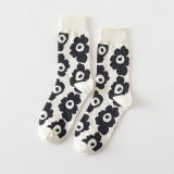 Korean Lady Spring Loose Socks Poppy Flowers lovely Japanese Tube Socks