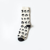 Japanese Couple Black And White Pattern Men And Women Socks Cat Pattern Ins Tube Socks