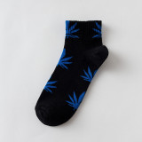 Hemp Leaf Skateboard Women Socks Couple Trendy Men Cotton Boat Socks