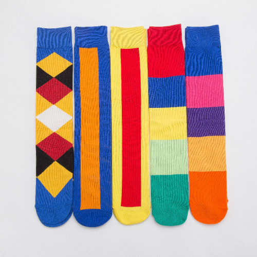Fashion Funny High Quality Wholesale Custom Women Argyle Colorful Happy Socks