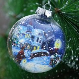 11.5cm Diameter Clear PET hollow Christmas ornament inside with santa and  light