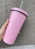 Hot Sale 500ml Travel Mugs Vaccum Insulated Straight Straw Cups 304 Stainless Steel Water Tumbler With Straw