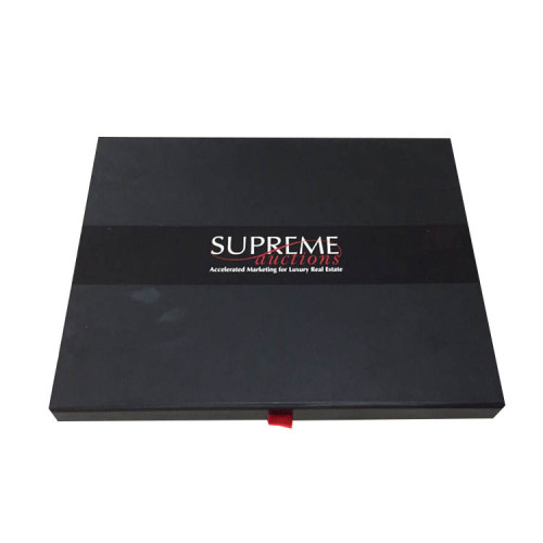 Custom Logo Luxury Black Box Sleepwear Packaging Box With UV Spot Ribbon For Clothing Shipping Packing