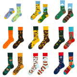 Winter Women Socks New Creative Couple Style Trendy Socks Fashion Personality Popular Trend Cartoon Jacquard Long Tube Cotton