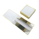 Hot Sale Costomized Logo Printing Luxury Gold Trim White Ribbon Closure Foldable Paper Cardboard Gift Boxes With Magnetic Lid