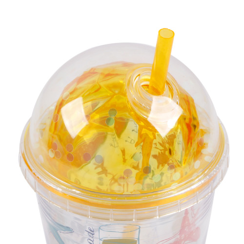 Eco-Friendly Spherical Lid 16Oz Double Wall Ps Insulated Water Proof Plastic Bottle Transparent