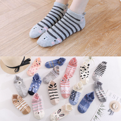 Spring/Summer Women Cotton Women Socks Cotton Socks Cartoon Animals Stuffed Ears Socks