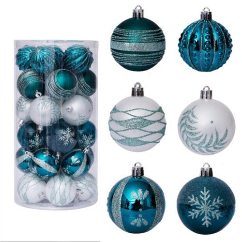 6 CM 30 PCS Plastic Christmas Ball Ornaments Color Balls Decorations For Christmas Tree Pendant