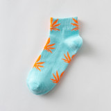 Hemp Leaf Skateboard Women Socks Couple Trendy Men Cotton Boat Socks