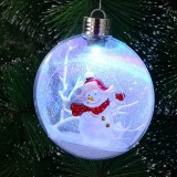11.5cm Diameter Clear PET hollow Christmas ornament inside with santa and  light