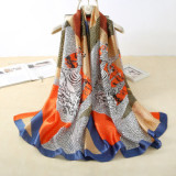 2021 Autumn Winter New Fashion Comfortable Soft Silk Scarves Outdoor Dual-Use Long Silk Shawl