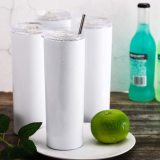 20oz/600ml Portable Double Wall Stainless Steel Vacuum Insulated Skinny Sublimation Straight White Blank Tumbler With Straw