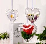 10cm clear heart shape plastic Christmas ball ornament