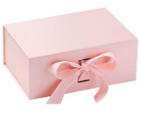 Luxury Premium Pink Gift Box with Changeable Ribbon Closure Matt Laminated Hamper Box- Pale Pink Magnetic Box