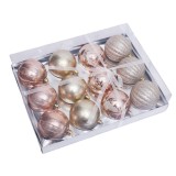 8cm White and Champagne Mixed Christmas Balls For Christmas Tree Decoration