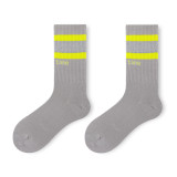 Reflective Socks Men And Women Ins Starry Two Bars Fluorescent Socks Brand Tube Custom Socks Black Skateboard Street Stockings
