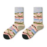 Custom Women Ins Tube Socks Street Version Of The Long Tube Autumn And Winter Creative Oil Painting Art Japanese Male Stockings