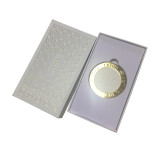 Festival custom design brand texture pearl white paper hot foil cover beauty cosmetic mirror box