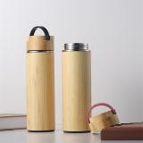 450ML Stainless Steel Inner Drinkware Natural Bamboo Vacuum Travel  Double Wall Leakproof Tea Thermos Flask