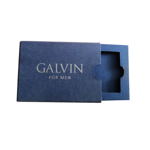 Fancy Mini Paper Custom Logo Gold Foil Packaging Blue Business Card Box Sliding For Postcard Thank U Card