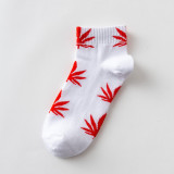 Hemp Leaf Skateboard Women Socks Couple Trendy Men Cotton Boat Socks