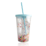 Eco-friendly 16oz customized drinkware coffee mug milk tea drinking tumblers reusable plastic advertising cups with straw