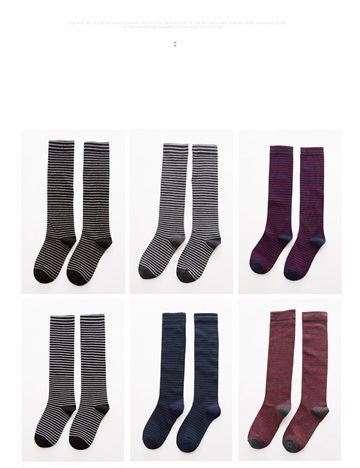 Women Style Long Tube Pure Cotton Striped Student Socks