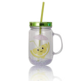 PS Reusable Water Cups Single Wall Tumbler Mug Print Mason jar with lid