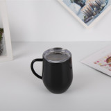 Factory Wholesale 12oz BPA free double wall milk drinking beer cup creative egg shape stainless steel coffee tumbler with handle