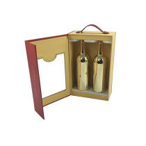 Chinese red and gold paper window box magnet for red wine shipment packing suitcase packaging box