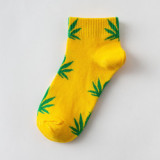 Hemp Leaf Skateboard Women Socks Couple Trendy Men Cotton Boat Socks