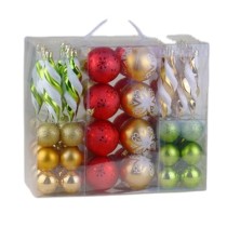 unique factory sale various colour and mixed design plastic  christmas balls set