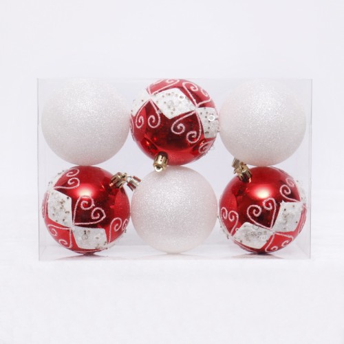 6Pcs 80mm Assortment Ornament Plastic Balls Christmas Set