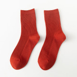 Autumn and Winter New Female Cotton Socks Korean Style College Style Solid Color Girl Student Socks Wild High Socks Wholesale