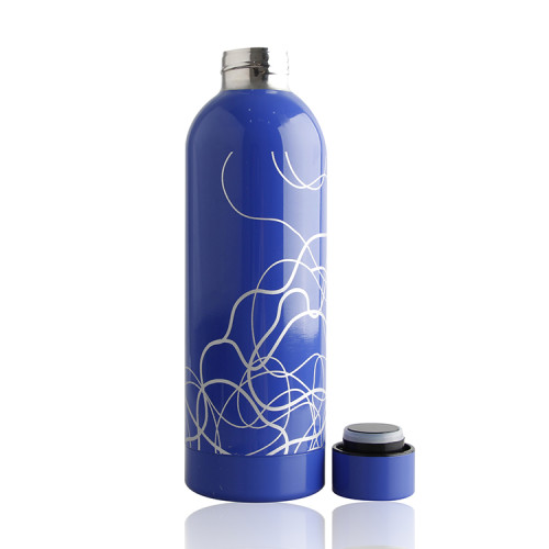 Reusable outdoor 17oz/500ml vacuum thermal insulated double wall drink stainless steel thermos water bottle with screwed lid