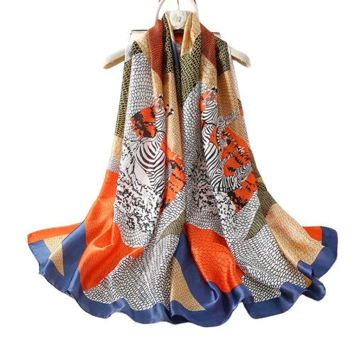 2021 Autumn Winter New Fashion Comfortable Soft Silk Scarves Outdoor Dual-Use Long Silk Shawl