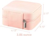 Luxury leather jewelry travel  box organizer with mirror and  zipper close