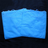 Disposable blue Non Woven elastic and knitted cuffs isolation Gown