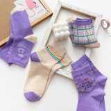 2020 Autumn New Socks Female Trendy Tube Socks Ladies Purple Series Personalized Cotton Short Socks Wholesale