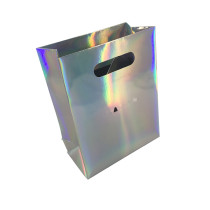 Fashion hot sale glossy holographic shiny paper gift packing box and bag
