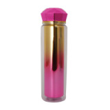 350ml Eco-Friendly Portable Double Layer Plastic Cute  Beverage Mug Travel Fitness Water Bottle With Diamond Lid
