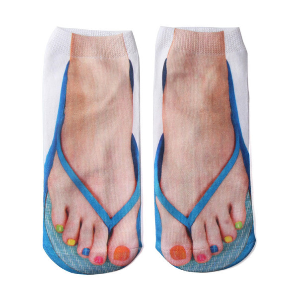 3D Funny Novelty Casual Flip Flop Printed Socks Low Cut Ankle Socks