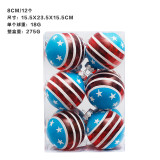12pcs pack 8cm clear ball with painted hanging tree decoration